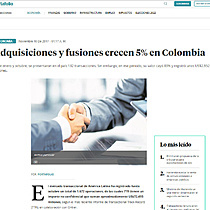 Adquisiciones y fusiones crecen 5% en Colombia